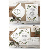Rustic Wedding Invitation, Greenery, Kraft