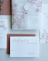 Dusty Rose Botanical Vellum Wedding Invitation Suite