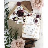Rustic Burgundy Floral Wedding Invitation