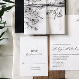 Elegant Botanical Vellum Wrapped, Black and White Wedding