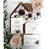 Vintage Burgundy Floral Wedding Invitation
