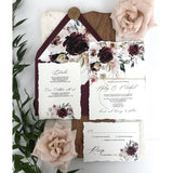 Vintage Burgundy Floral Wedding Invitation