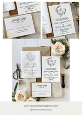 Vellum Wrap, Classic Modern Letterpress Wedding Invitation