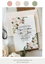 Elegant Romantic Blush Floral Letterpress Wedding Invitation Set