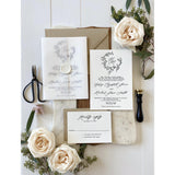 Vellum Wrap, Classic Modern Letterpress Wedding Invitation
