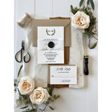 Letterpress Wedding Invitation with Vellum Band and Wax Seal