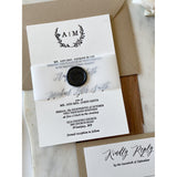 Letterpress Wedding Invitation with Vellum Band and Wax Seal