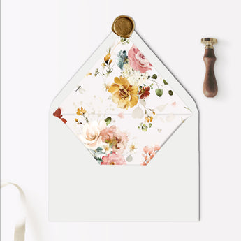 Summer Wildflower Floral Wedding Invitation Envelope Liners
