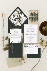 Elegant Magnolia Floral Wedding Invitation Suite