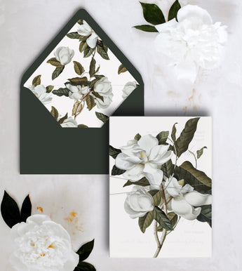 Magnolia Floral Vellum Overlay, and Envelope liners