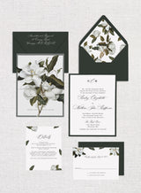 Elegant Magnolia Floral Wedding Invitation Suite