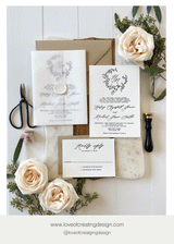 Vellum Wrap, Classic Modern Letterpress Wedding Invitation