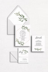 Greenery Wedding Invitation Suite Digital Download