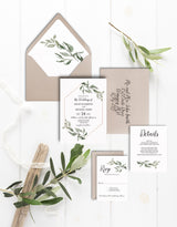 Modern Greenery Wedding Invitation Suite Printable