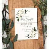 rustic wedding invite, floral wedding invitation