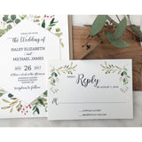 Rustic Wedding Invitation, Greenery, Kraft