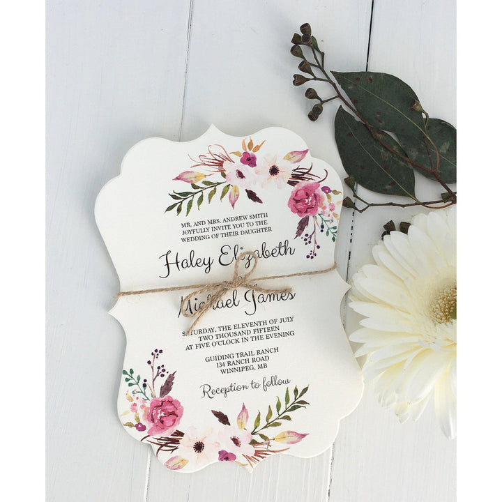 floral wedding invitation, rustic wedding,. boho chic, rustic invitation