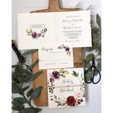 Vintage Floral Wedding Invitation, Rustic Boho Chic