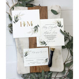 Greenery Wedding Invitation, Vintage botanical Invitation
