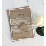 Rustic Kraft and Lace-Wedding Invitation Suite-Love of Creating Design Co.