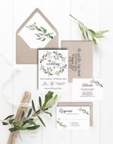 Greenery Rustic Wedding Invitation Suite Printable