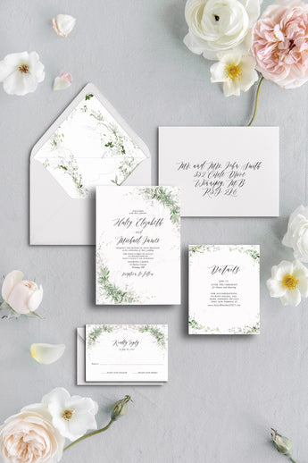 Rustic Greenery Wedding Invitation Suite Printable