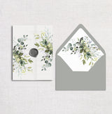 Rustic Greenery Botanical Vellum Invitation Jacket, Envelope liners