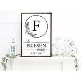 Established Family Name Wood Sign