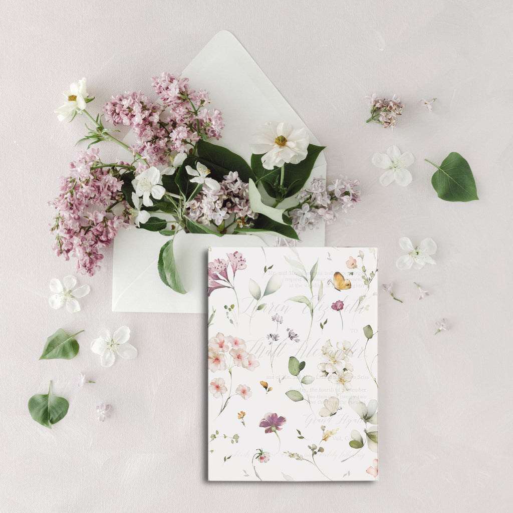 Elegant Floral Vellum Overlay for 5 x 7 Invitation - Cotton Willow ...