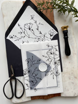 Elegant Botanical Vellum Wedding Invitation Suite