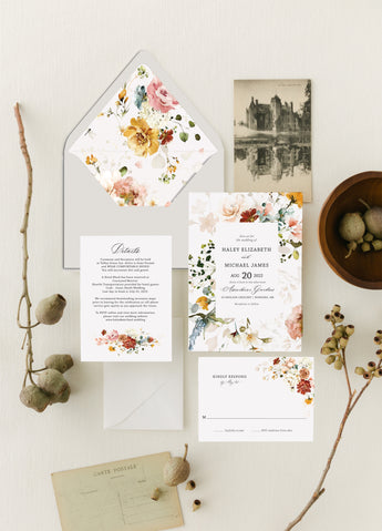 Wildflower Wedding Invitation Custom Printable