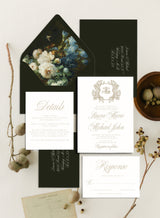 Elegant Romantic Wedding Invitation with Floral and Monogram