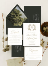 Elegant Romantic Wedding Invitation with Floral and Monogram