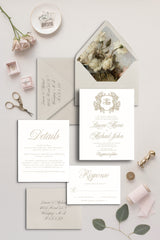 Elegant Romantic Wedding Invitation with Floral and Monogram