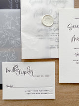 Classic Black and White Vellum, Letterpress Wedding Invitation