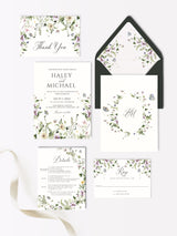 Wildflower Wedding Invitations, Floral Wedding Invitation Suite Instant Download