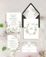 Wildflower Wedding Invitations, Floral Wedding Invitation Suite Instant Download